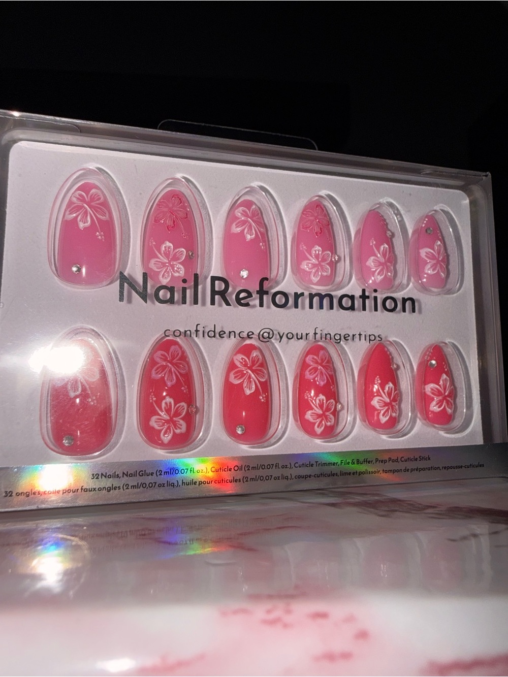 Nail Reformation Pink Floral Press-On Nails
